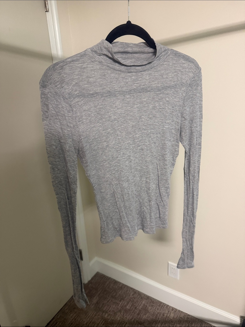Topshop Heather Gray Long-Sleeve Mock Neck Tee
